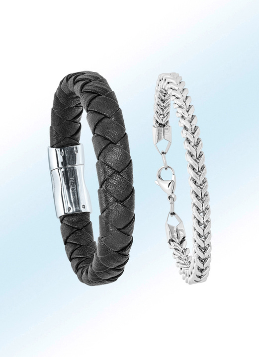 Halsketten & Armbänder - 2-teiliges Armband-Set aus Edelstahl, in Farbe  Ansicht 1