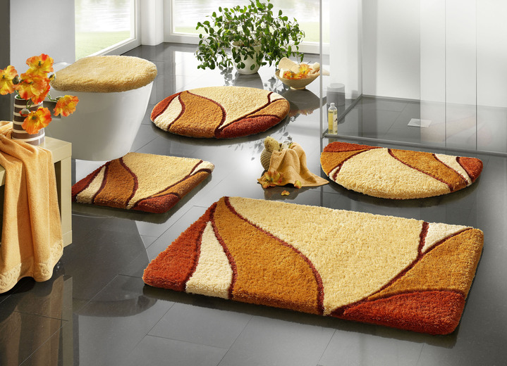 Badgarnituren - Badgarnitur für Fußbodenheizung geeignet, in Größe 100 (Vorleger halbrund, 50/ 80 cm) bis 110 (Hänge-WC-Garnitur, 2-tlg. 50/ 50 cm), in Farbe TERRA Ansicht 2