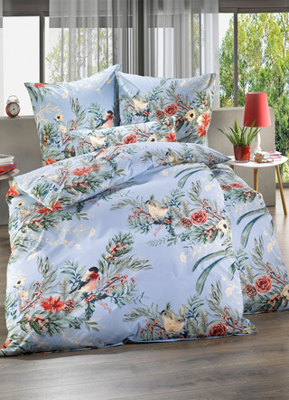 - Florella Bettwäsche-Garnitur aus Soft-Renforcé, in Größe 111 (40x80 cm + 135x200 cm) bis 115 (80x80 cm + 155x220 cm), in Farbe BLAU