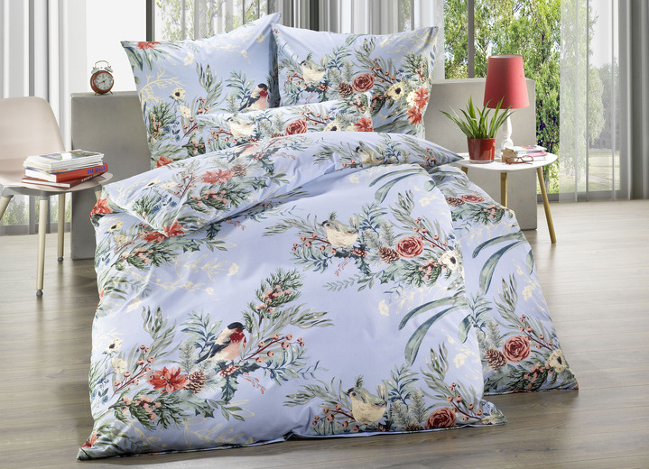 Bettwäschegarnituren - Florella Bettwäsche-Garnitur aus Soft-Renforcé, in Größe 111 (40x80 cm + 135x200 cm) bis 115 (80x80 cm + 155x220 cm), in Farbe BLAU Ansicht 1