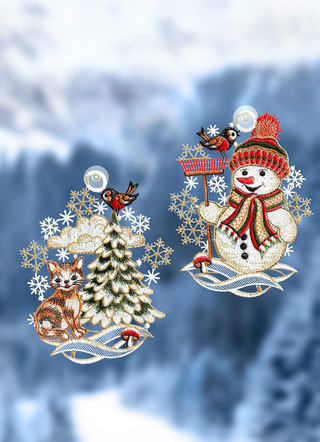 Fensterbild, 2er-Set mit Saughaken