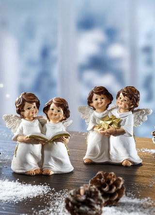 - Engelpaar aus Polyresin, 2er-Set, in Farbe WEISS-GOLD