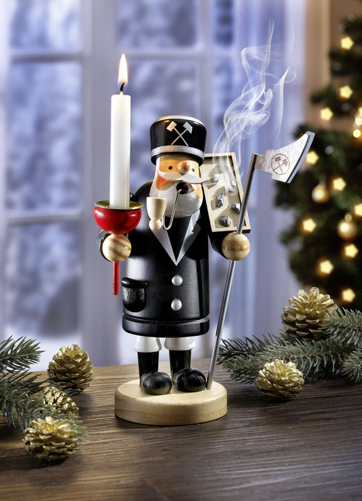 Weihnachtliche Dekorationen - Räuchermännchen aus Holz, in Farbe NATUR-SCHWARZ