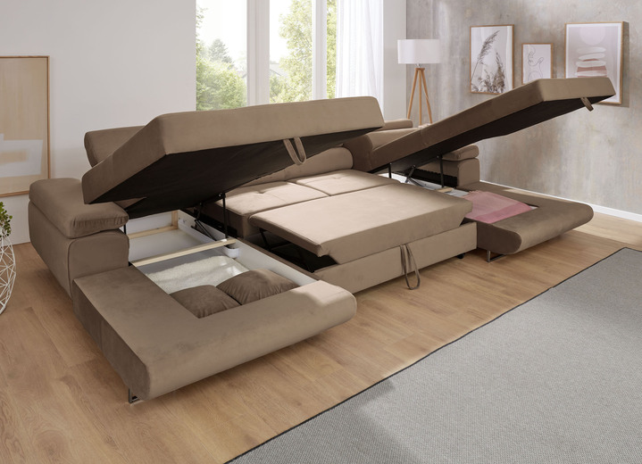 Funktions-Polstermöbel - Polstermöbel mit Funktion und verstellbaren Kopfstützen, in Farbe GRAU, in Ausführung Polsterecke, 203x275 cm Ansicht 6