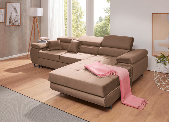 Funktions-Polstermöbel - Polstermöbel mit Funktion und verstellbaren Kopfstützen, in Farbe GRAU, in Ausführung Polsterecke, 203x275 cm Ansicht 11