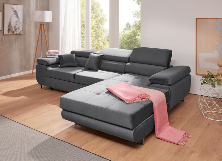 Funktions-Polstermöbel - Polstermöbel mit Funktion und verstellbaren Kopfstützen, in Farbe GRAU, in Ausführung Polsterecke, 203x275 cm Ansicht 15