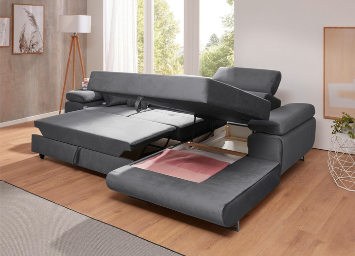 Funktions-Polstermöbel - Polstermöbel mit Funktion und verstellbaren Kopfstützen, in Farbe GRAU, in Ausführung Polsterecke, 203x275 cm Ansicht 16