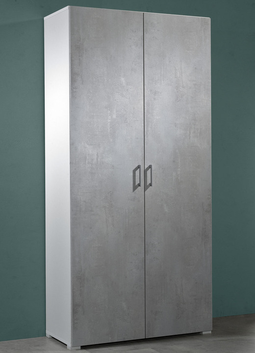 Regale & Schränke - Praktische Schränke in geradlinigem Design Ansicht 2 Regale & Schränke - Praktische Schränke in geradlinigem Design, in Farbe WEISS-BETON, in Ausführung Schrank, 1-türig Ansicht 2