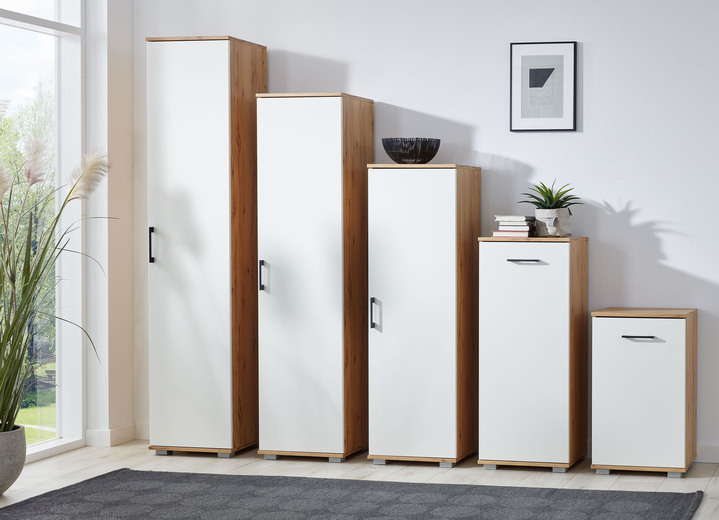 Regale & Schränke - 1-türige Kommode auf Kunststofffüßen, in Farbe ASTKERNBUCHE-WEISS, in Ausführung Kommode, 1-türig: Höhe 71 cm Ansicht 1
