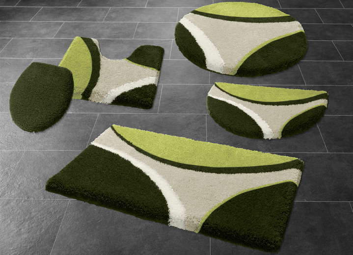 Badgarnituren - Badgarnitur mit rutschhemmendem TPR-Rücken Ansicht 3 Badgarnituren - Badgarnitur mit rutschhemmendem TPR-Rücken, in Größe 100 (Vorleger halbrund, 50/ 80 cm) bis 112 (WC-Deckelbezug, 47/ 50 cm), in Farbe TAUPE Ansicht 3