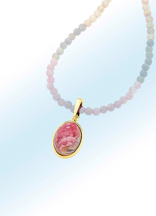 Anhänger - Vergoldeter Anhänger mit Rhodochrosit, in Farbe
