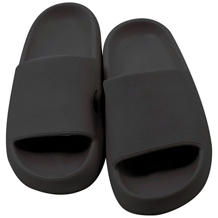 Gesunder Fuß - Wolken-Slipper relaxvital mit geriffelter Sohle , in Größe 036 bis 045, in Farbe SCHWARZ Ansicht 1