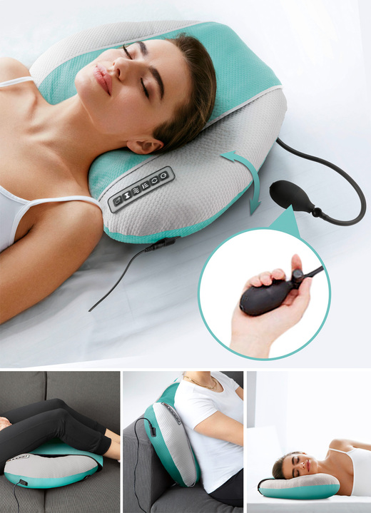 Massage - Shiatsu-Massagekissen mit Vibration und Wärme, in Farbe WEISS-MINT Ansicht 1