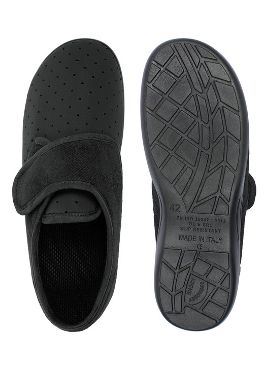 Halbschuhe - Aerosoft® Flex Stretch-Klettslipper von Jürgen Hirsch®, in Größe 036 bis 046, in Farbe SCHWARZ Ansicht 4