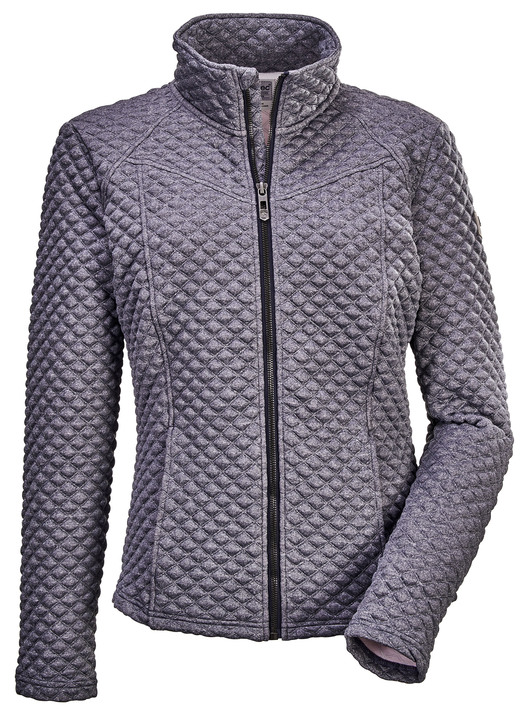 Aktiv- und Sportmode - Modische Damen-Stretch-Jacke mit Jaquard-Steppmuster, in Größe 036 bis 050, in Farbe GRAFIT Ansicht 1
