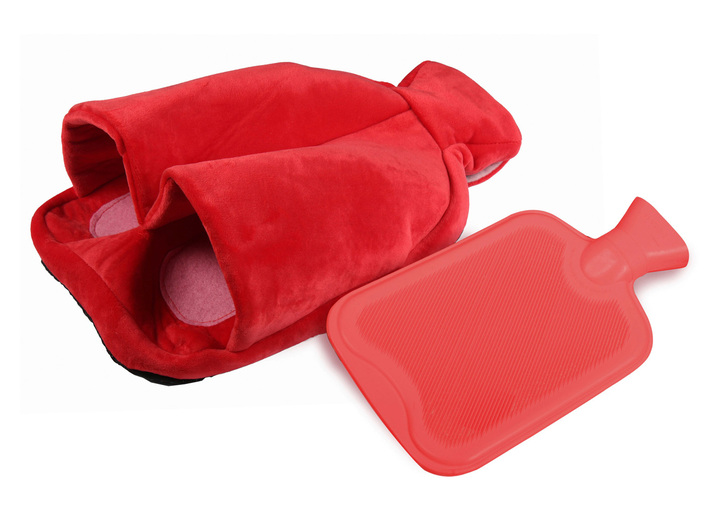 Wärme & Entspannung - Vital Comfort Fuß-Wärmflasche mit sanftem Fleece-Bezug, in Farbe ROT Ansicht 2