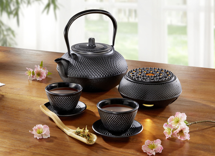 Gläser & Geschirr - Teeservice nach asiatischer Tradition aus Gusseisen, 8-teilig, in Farbe SCHWARZ
