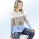 Pullover - Pullover in Color-Blocking – Farbe CREME-SAND-BLEU Pullover - Pullover in Color-Blocking, in Größe 036 bis 052, in Farbe ECRU-HELLBLAU-TÜRKIS