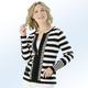 Jacken, Westen & Sets - Strickjacke in dekorativem Streifendessin, in Größe 036 bis 052, in Farbe SCHWARZ-ECRU – Farbe SCHWARZ-ECRU – Ansicht 1