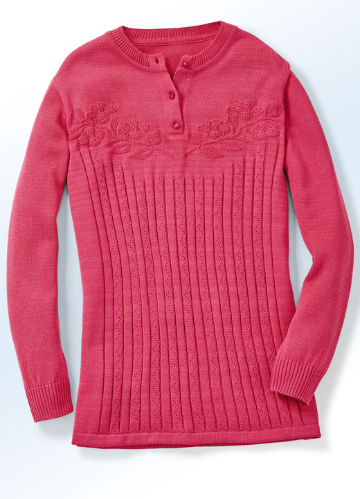 Pullover - Pullover mit floraler Struktur Ansicht 3 Pullover - Pullover mit floraler Struktur, in Größe 038 bis 054, in Farbe HELLBLAU Ansicht 3