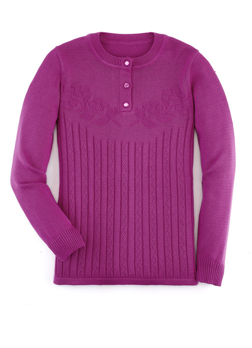 Pullover - Pullover mit floraler Struktur Pullover - Pullover mit floraler Struktur, in Größe 038 bis 054, in Farbe BEERE