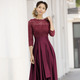 Abendkleider - Wunderschönes Kleid mit Spitze – Farbe BORDEAUX Abendkleider - Wunderschönes Kleid mit Spitze, in Größe 036 bis 050, in Farbe SMARAGDGRÜN