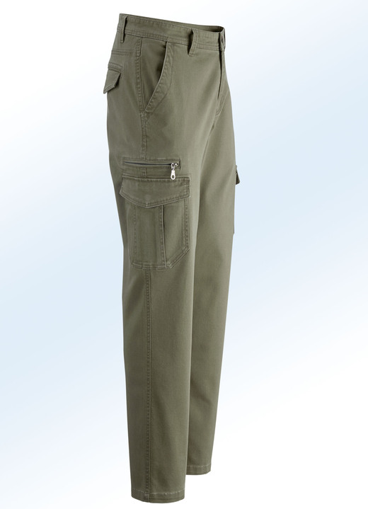 Hosen - Hose mit Cargotaschen in 3 Farben, in Größe 024 bis 060, in Farbe OLIV Ansicht 2