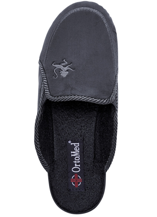 Hausschuhe - Zweierpack, klassische Herren-Hausschuhe, Weite H, mit Gummizug, in Größe 040 bis 046, in Farbe BLAU+SCHWARZ Ansicht 5