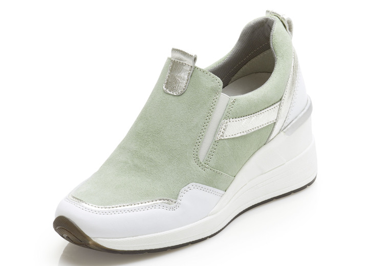 Komfortschuhe - ELENA EDEN Slipper mit herausnehmbarem Fußbett, in Größe 036 bis 042, in Farbe HELLBLAU Ansicht 4