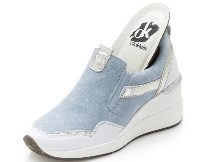 Komfortschuhe - ELENA EDEN Slipper mit herausnehmbarem Fußbett, in Größe 036 bis 042, in Farbe HELLBLAU Ansicht 2