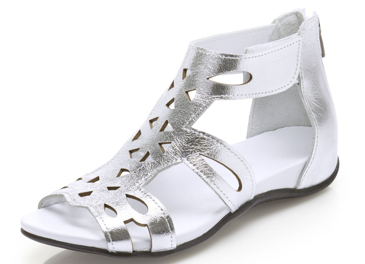 Sandaletten & Pantoletten - Andrea Conti, modische Damen-Sandalen, aus Leder, in Größe 036 bis 041, in Farbe SILBER Ansicht 1