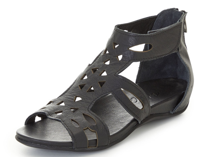 Sandaletten & Pantoletten - Andrea Conti, modische Damen-Sandalen, aus Leder, in Größe 036 bis 041, in Farbe SCHWARZ Ansicht 1