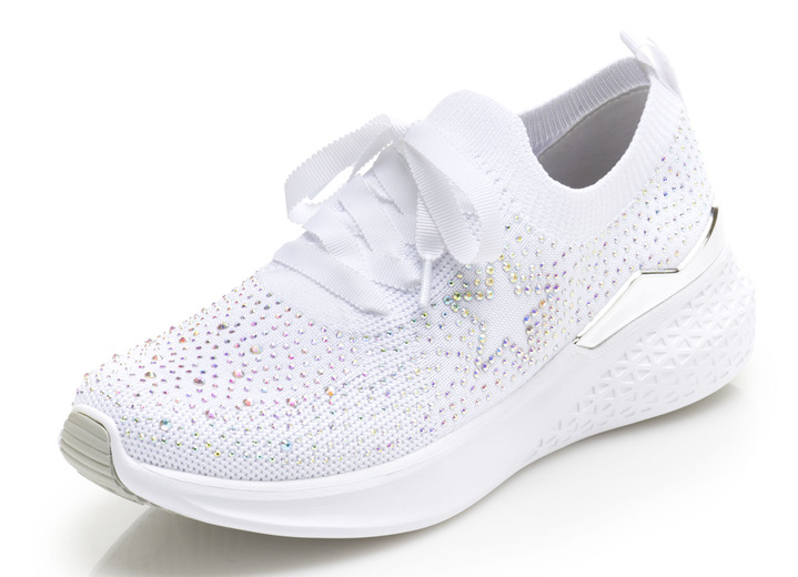 Komfortschuhe - Ara Sneaker mit trendigen Glitzersteinchen , in Größe 036 bis 042, in Farbe WEIß Ansicht 1