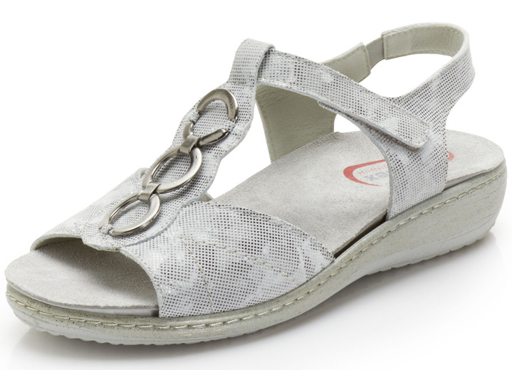 Komfortschuhe - Sandale mit Metallschmuck , in Größe 036 bis 042, in Farbe HELLGRAU Ansicht 1