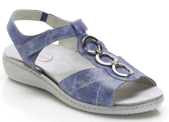 - Sandale mit Metallschmuck, in Größe 036 bis 042, in Farbe JEANS Ansicht 1