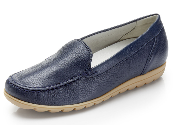 Komfortschuhe - Waldläufer Slipper aus edlem Hirschleder , in Größe 3 1/2 bis 8, in Farbe MARINE Ansicht 1