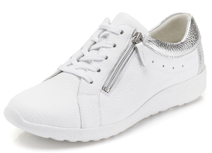 Komfortschuhe - Waldläufer, bequeme Damen-Schnürschuhe, Weite K, mit herausnehmbarem Fußbett, in Größe 3 1/2 bis 8, in Farbe WEISS-SILBER Ansicht 1