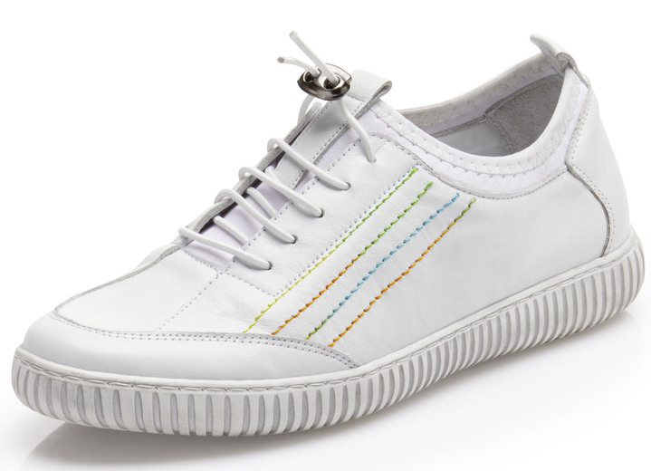 Komfortschuhe - Gemini Sneaker mit elastischem Textilmaterial, in Größe 036 bis 042, in Farbe WEISS Ansicht 1