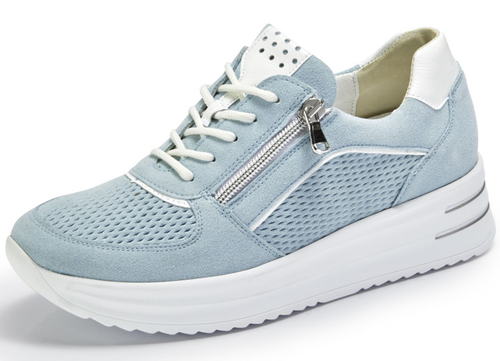 Komfortschuhe - Waldläufer Sneaker mit Lackeinsätzen, in Größe 3 1/2 bis 8, in Farbe HELLBLAU Ansicht 1