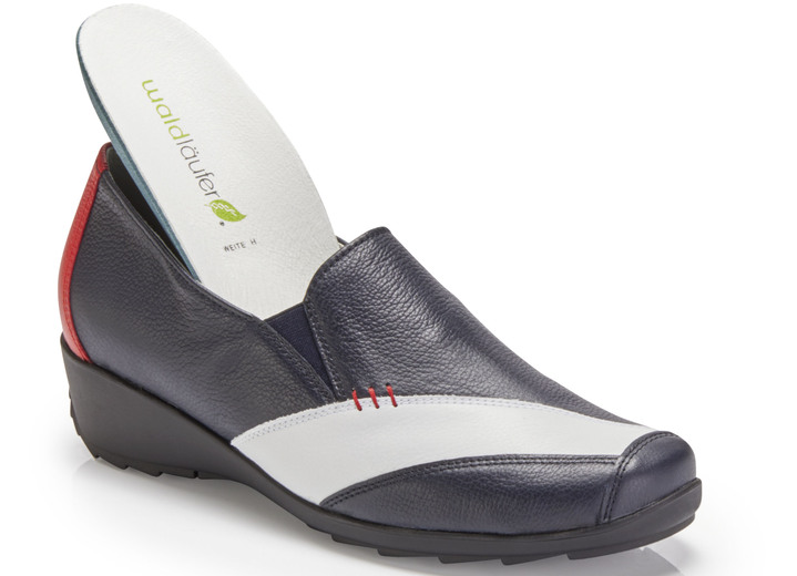 - Waldläufer Slipper aus hochwertigem Leder, in Größe 4 1/2 bis 9, in Farbe BLAU-WEISS-ROT Ansicht 2