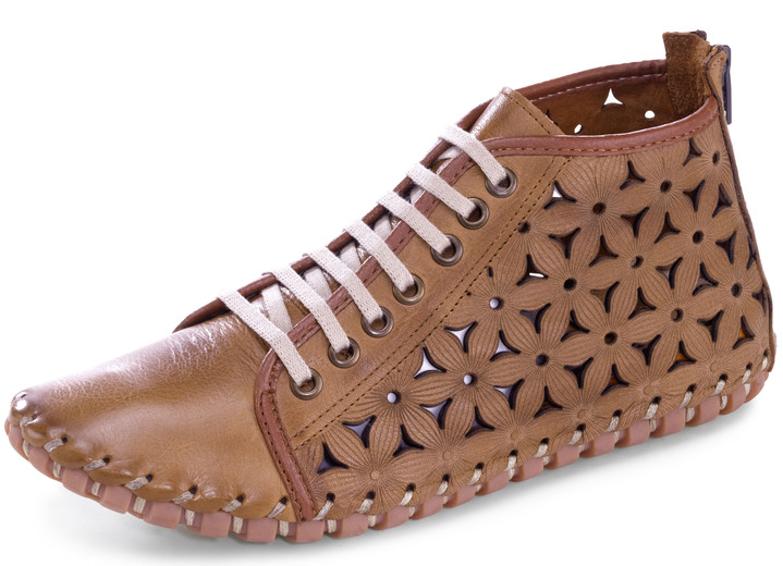 Komfortschuhe - Gemini Bootie mit praktischem Fersen-Reißverschluss, in Größe 036 bis 042, in Farbe COGNAC Ansicht 1