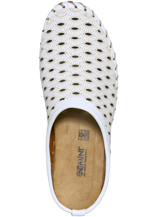 Komfortschuhe - Gemini, sommerlicher Damen-Sabot, Weite G, mit herausnehmbarem Fußbett, in Größe 036 bis 042, in Farbe WEISS Ansicht 3