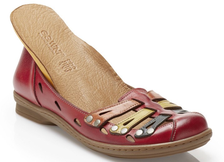Komfortschuhe - Gemini Ballerina mit luftigen Durchbrüchen, in Größe 036 bis 042, in Farbe ROT-BUNT Ansicht 2
