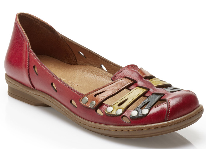 Komfortschuhe - Gemini Ballerina mit luftigen Durchbrüchen, in Größe 036 bis 042, in Farbe ROT-BUNT Ansicht 1