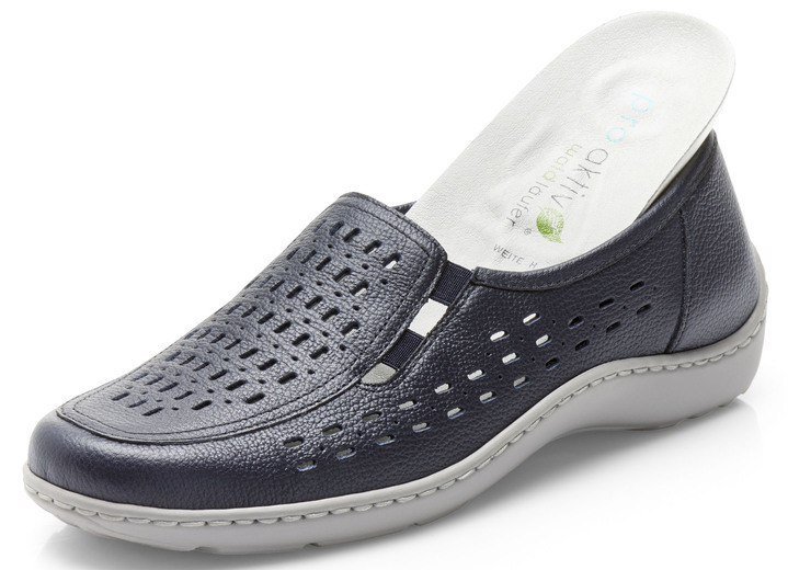 Komfortschuhe - Waldläufer Slipper mit Leder-Massagefußbett, in Größe 3 1/2 bis 8, in Farbe BEIGE-BRONZE Ansicht 4