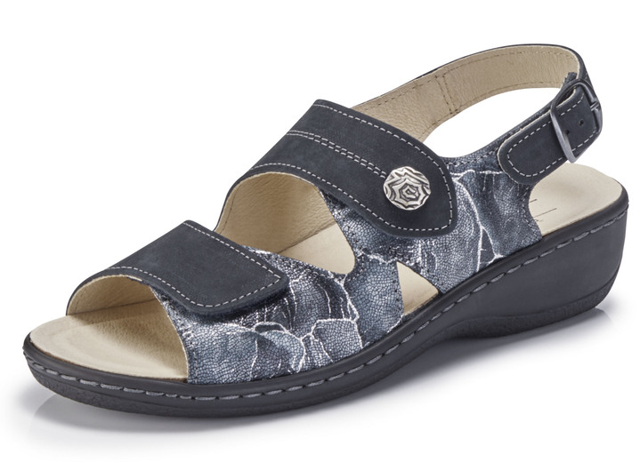 Komfortschuhe - ELENA EDEN, bequeme Damen-Sandalen, Weite H, mit herausnehmbarem Fußbett, in Größe 036 bis 042, in Farbe DUNKELBLAU Ansicht 1