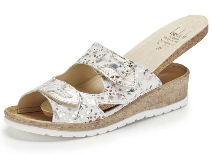 Komfortschuhe - ELENA EDEN, bequeme Damen-Pantoletten, Weite H, mit herausnehmbarem Fußbett, in Größe 035 bis 041, in Farbe ECRU-BUNT Ansicht 2