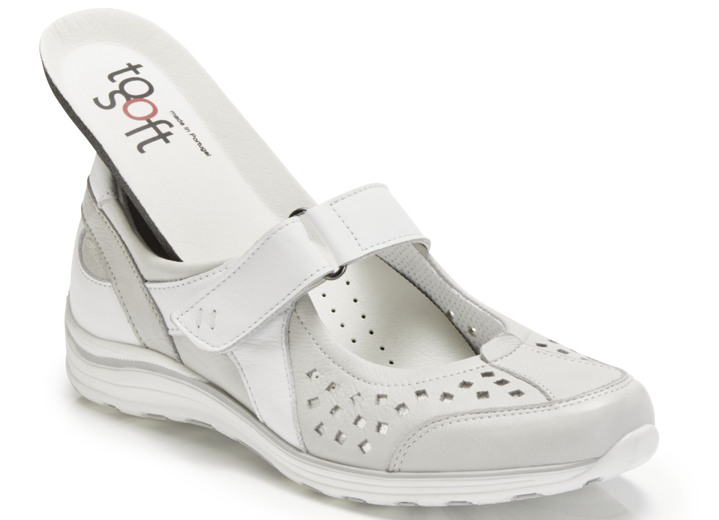 - Toosoft Slipper mit zart schimmernden Besätzen, in Größe 036 bis 042, in Farbe EISGRAU-WEISS Ansicht 2