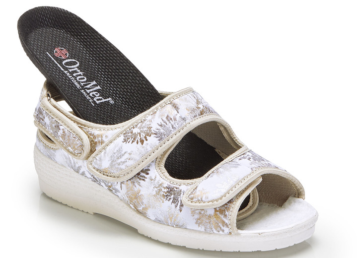 Komfortschuhe - Sandale aus glänzendem Textilmaterial, in Größe 036 bis 042, in Farbe ECRU Ansicht 2