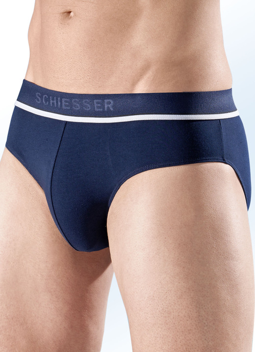 Unterwäsche - Schiesser Dreierpack Slips aus Feinjersey, in Größe 004 bis 008, in Farbe 1X MARINE, 1X ROT, 1X GRAU MELIERT Ansicht 1